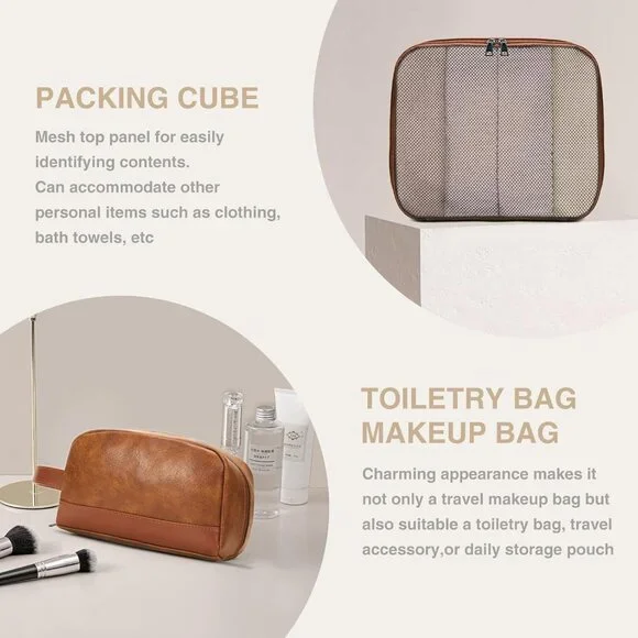 3-in-1 Leather Duffle Bag for Travel with Toiletry Bag and Shoe Compartment, Wee